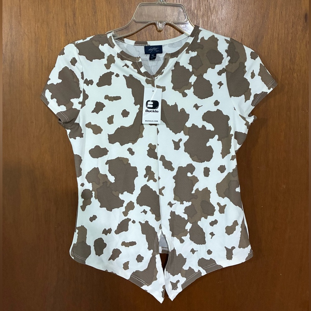 Buckle Daytrip Kids Brown and White Patterned Tee
